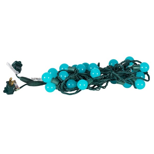 Vickerman 25 Teal G30 LED Light on Green Wire，16' Christmas Light Strand