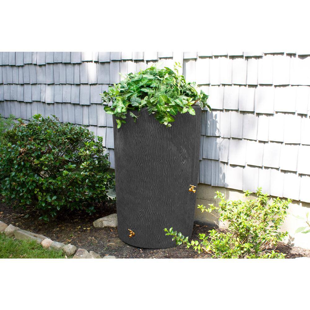 Good Ideas Impressions Bark 90 Gal. Black Dark Granite Rain Barrel IMP-C90-DAR