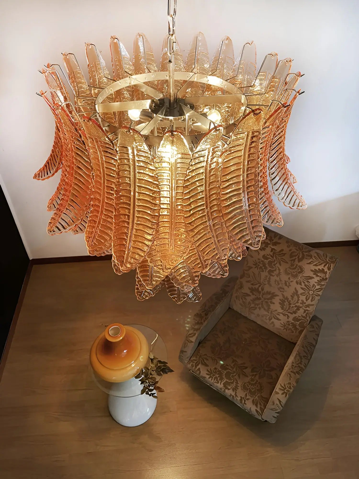 Amber Leaf Cascade Chandelier