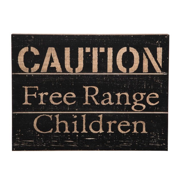 Caution Free Range Children 14 X 10 5 Inch Rustic Distressed Wood Wall Sign Foreside Home amp Garden