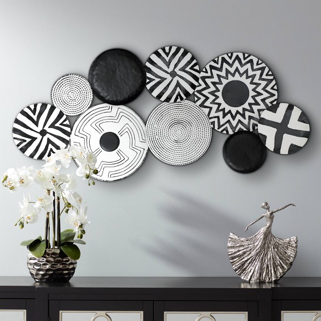 Wide Black And White Metal Wall Art