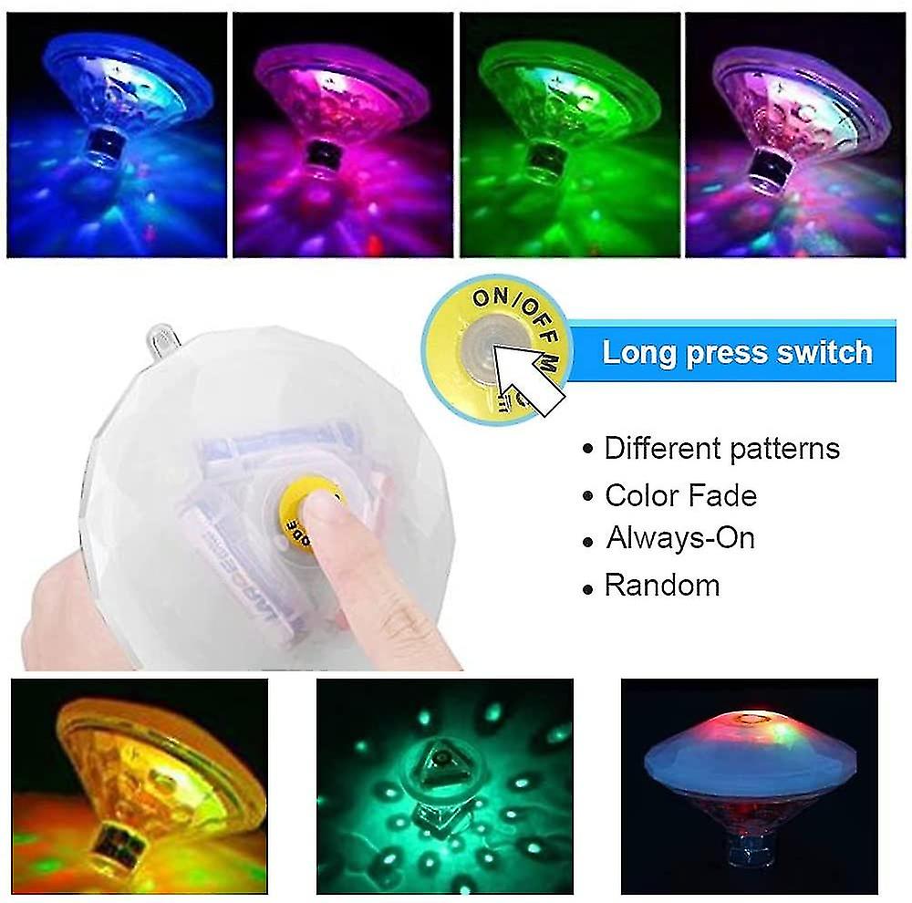 Color Floating Pool Light， Disco Bath Light， Ip68 Submersible Led Light， Led Underwater Light With 7 Modes (2pcs)