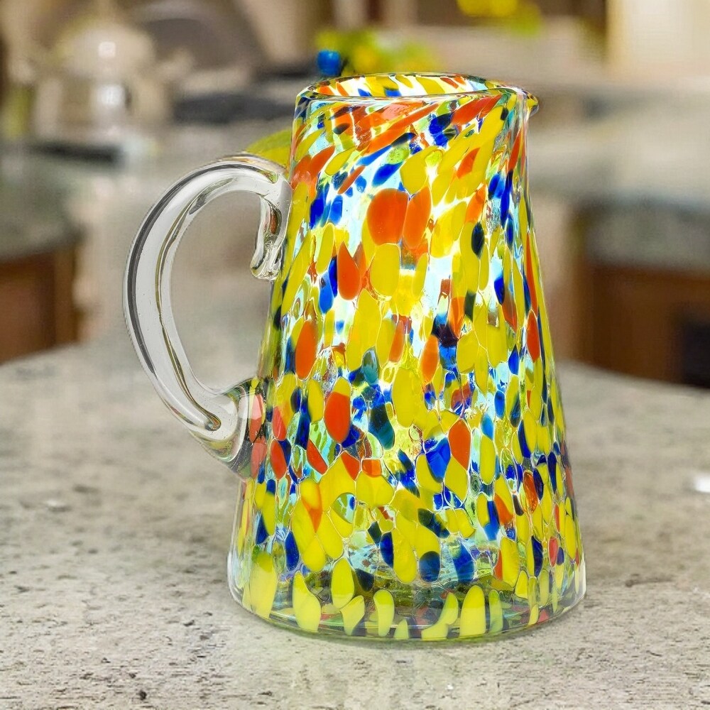 Amici Home Authentic Mexican Glassware Carnaval Pitcher   6.25\