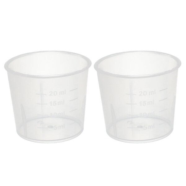 2Pcs Kitchen Lab 20mL Plastic Measuring Cup Jug Pour Spout Container - Clear