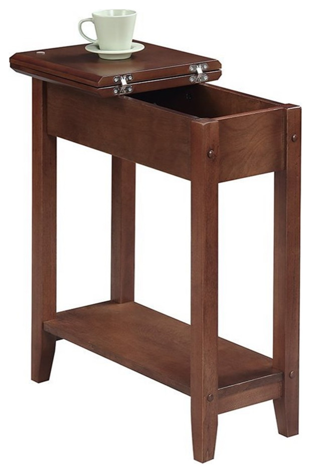 Convenience Concepts American Heritage Flip Top End Table in Walnut Wood   Transitional   Side Tables And End Tables   by Homesquare  Houzz