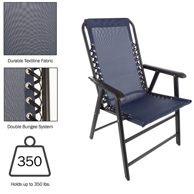 Pure Garden Folding Lounge Chairs Portable Camping Or Lawn Chairs Navy Set Of 2