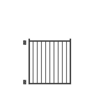 Barrette Outdoor Living Beechmont Heavy-Duty 4 ft. x 4 ft. Black Aluminum Straight Pre-Assembled Fence Gate 73010300