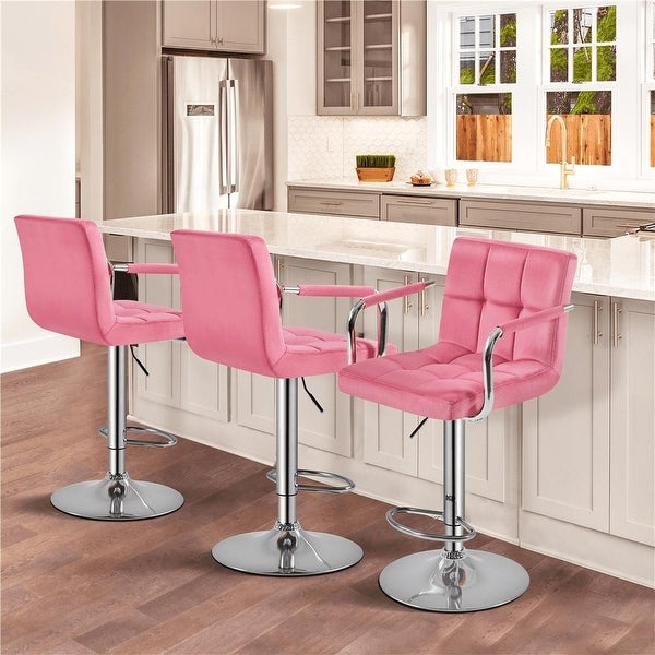 2PCS PU Leather Swivel Bar Stools with Backrests Footrest for Kitchen Dining Room， Beige