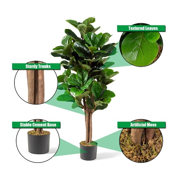 Costway 4ft Artificial Fiddle Leaf Fig Tree Indoor Outdoor Office