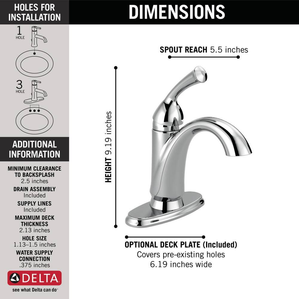 Delta Haywood Single Hole Single-Handle Bathroom Faucet in Chrome 15999-DST