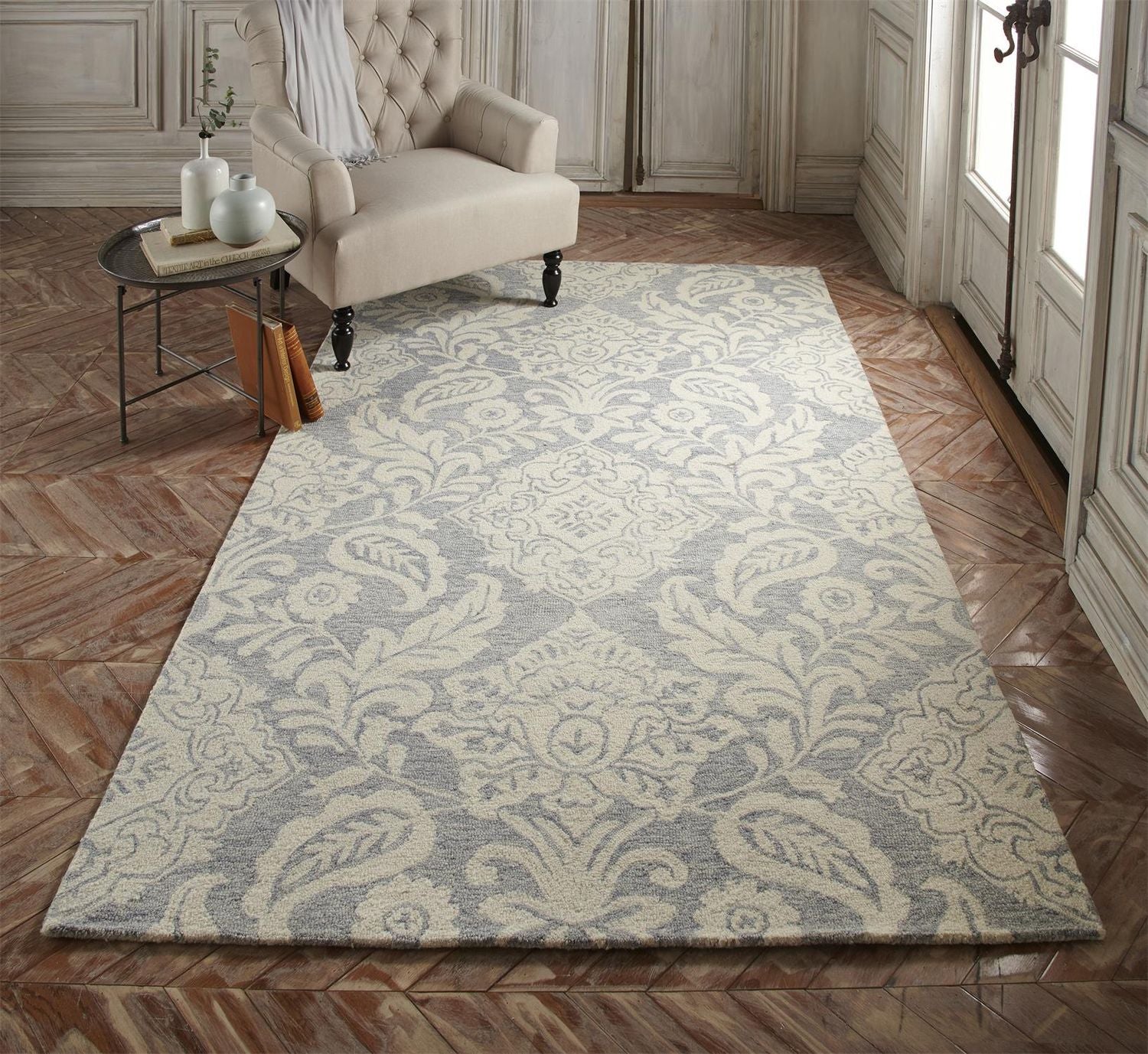 Natal Hand Tufted Blue and Ivory Rug by BD Fine