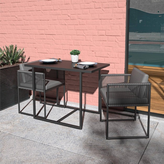 Cosco 3pc Outdoor Steel Modern Nesting Bistro Set With Resin Weave amp Fabric Cushions Dark Gray