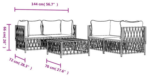 vidaXL Patio Furniture Set 5 Piece Loveseat with Cushions Anthracite Steel   Transitional   Outdoor Lounge Sets   by vidaXL LLC  Houzz