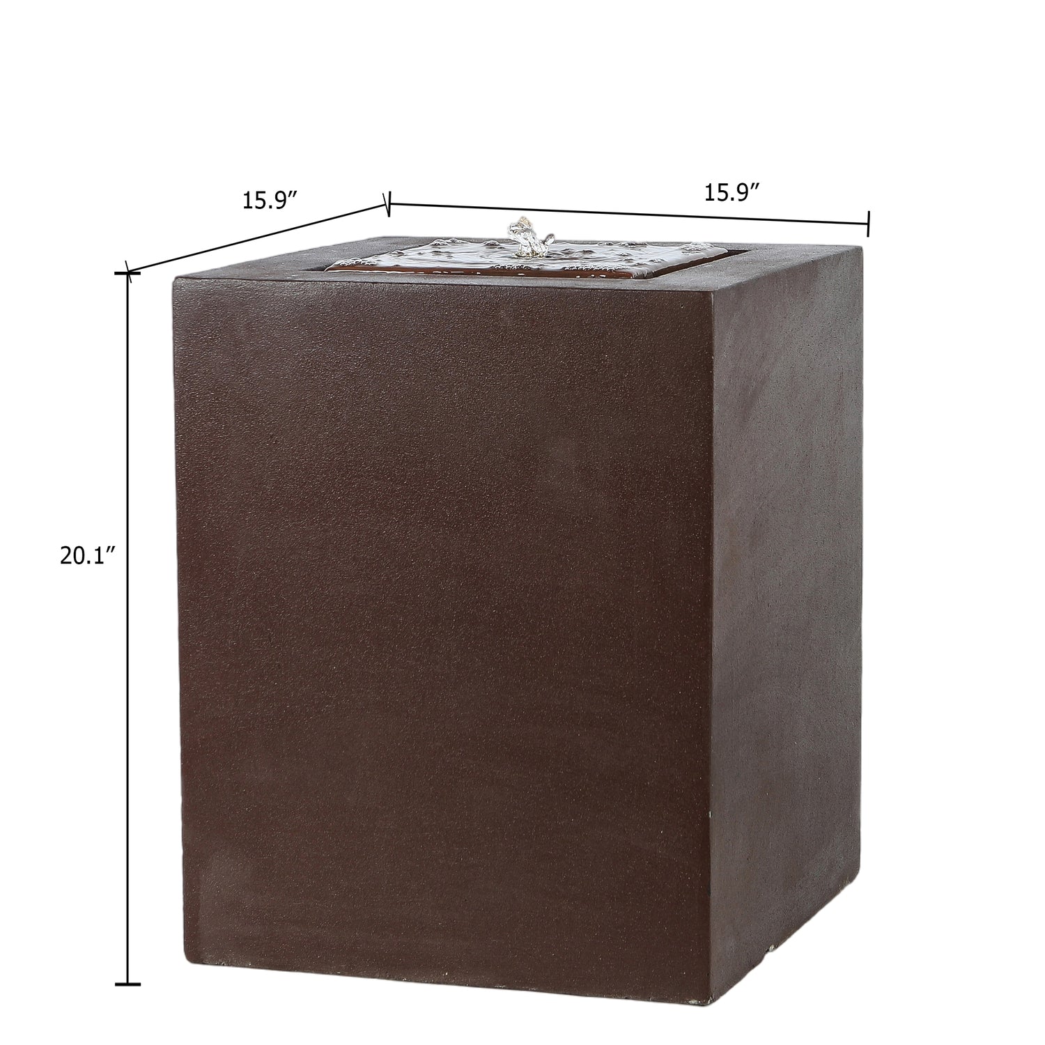 Aged Bronze Square 20in. H Fountain with LED Light