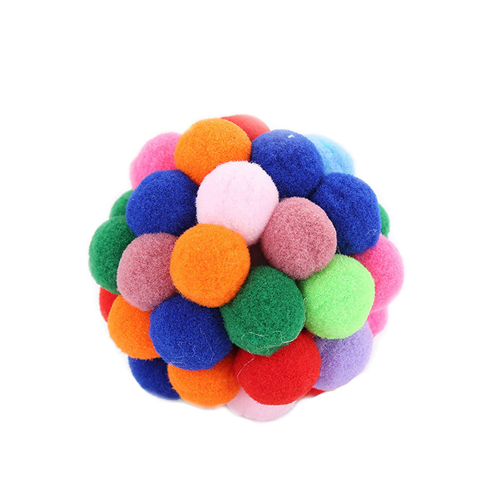 Fridja Cat Toys Ball Handmade Colorful Plush Bouncy Ball with Catnip Interactive Bell Toys for Cats Kitten Training Playing Chewing