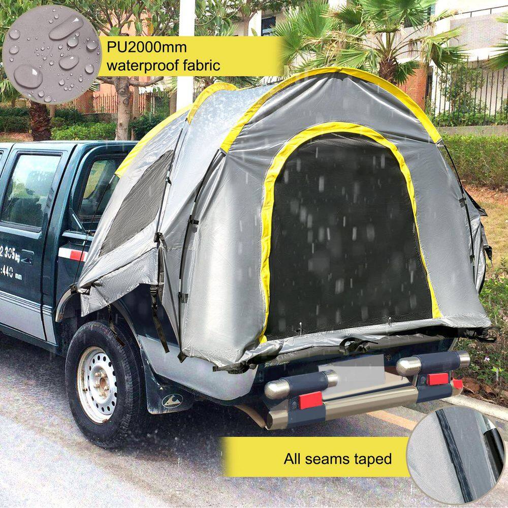 VEVOR Truck Bed Tent 6.4 ft. to 6.7 ft. Full Size Pickup Camper Tent with 2 Mesh Windows for 2-Person Hiking Fishing Grey CZZPHS6.4-6.70001V0