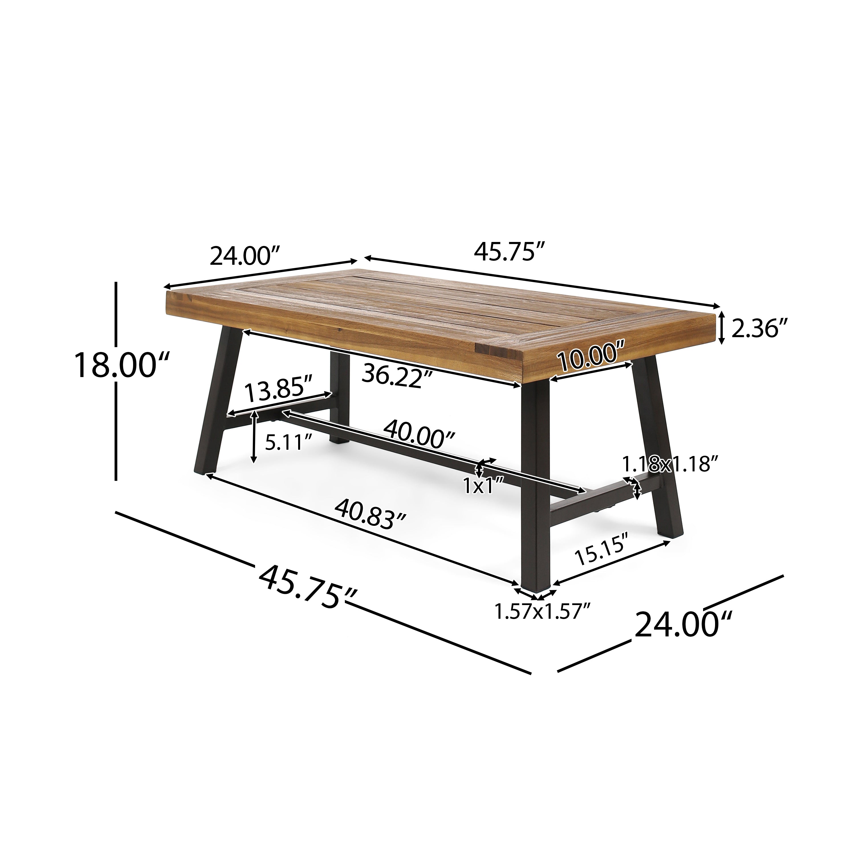 Jenny Outdoor Acacia Wood Coffee Table, Sandblast Finish