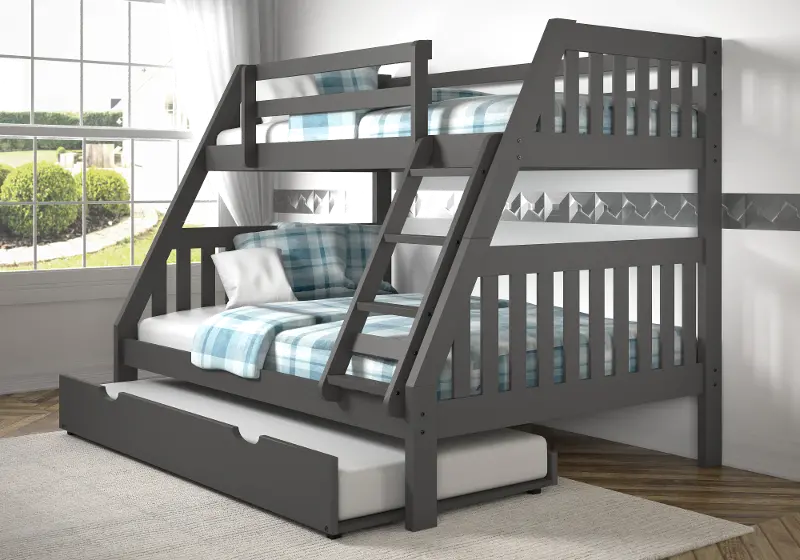 Mission Gray Twin over Full Bunk Bed with Trundle