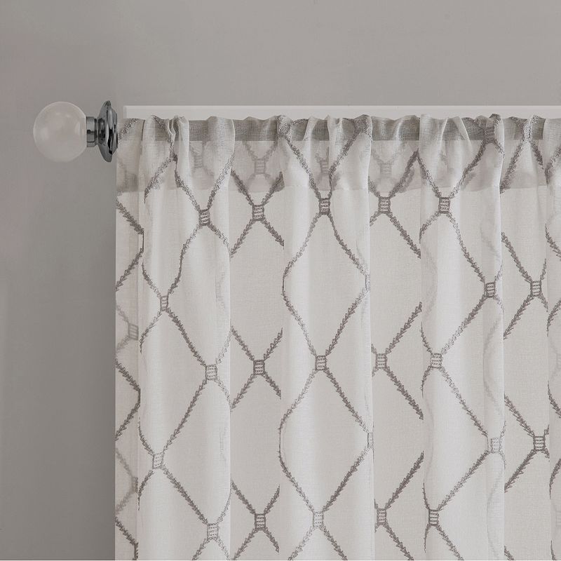 Madison Park 1-Panel Iris Diamond Sheer Window Curtain