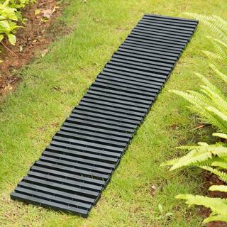 Gardenised 14 in. L Black Plastic Garden Pathway Track Outdoor Flooring Waterproof Tile Anti-Slip Pavers Floor Mat QI004106