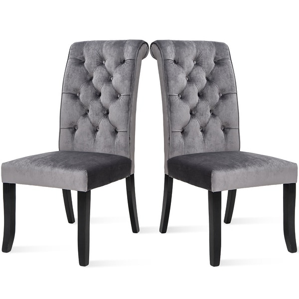 Velvet Dining Tufted Armless Upholstered Accent Chair Set of 2