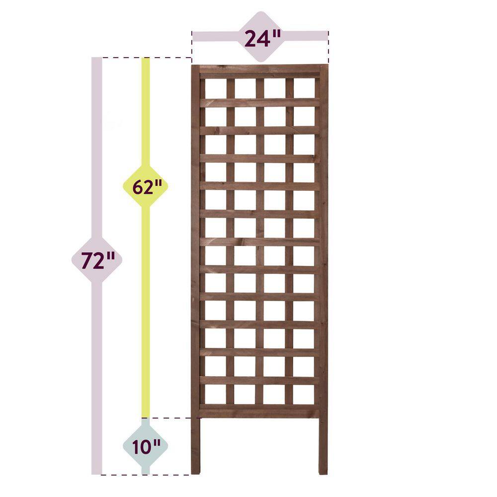 Outdoor Essentials Heirloom 72 in Walnut‐Tone Square Lattice Trellis 490381