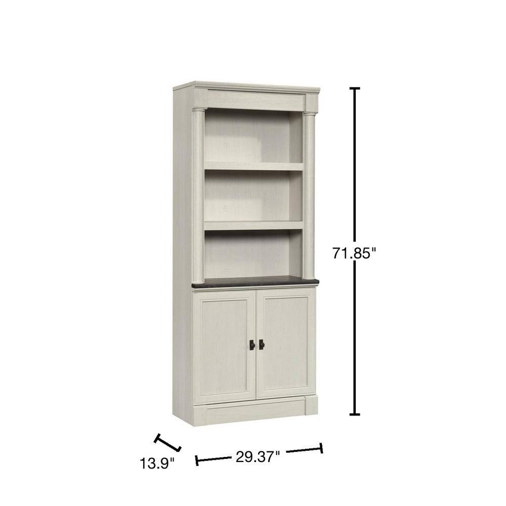 SAUDER Palladia 71.850 in. Glacier Oak 5-Shelf Standard Bookcase with Doors 432729