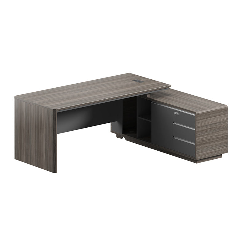 MADDOK Executive Desk with Right Return 180cm - Chocolate & Charcoal Grey