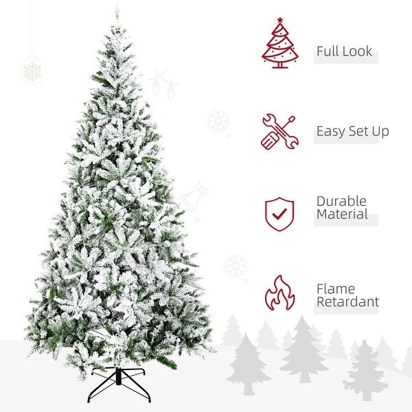 HOMCOM Artificial Snow Flocked Christmas Tree with Stand