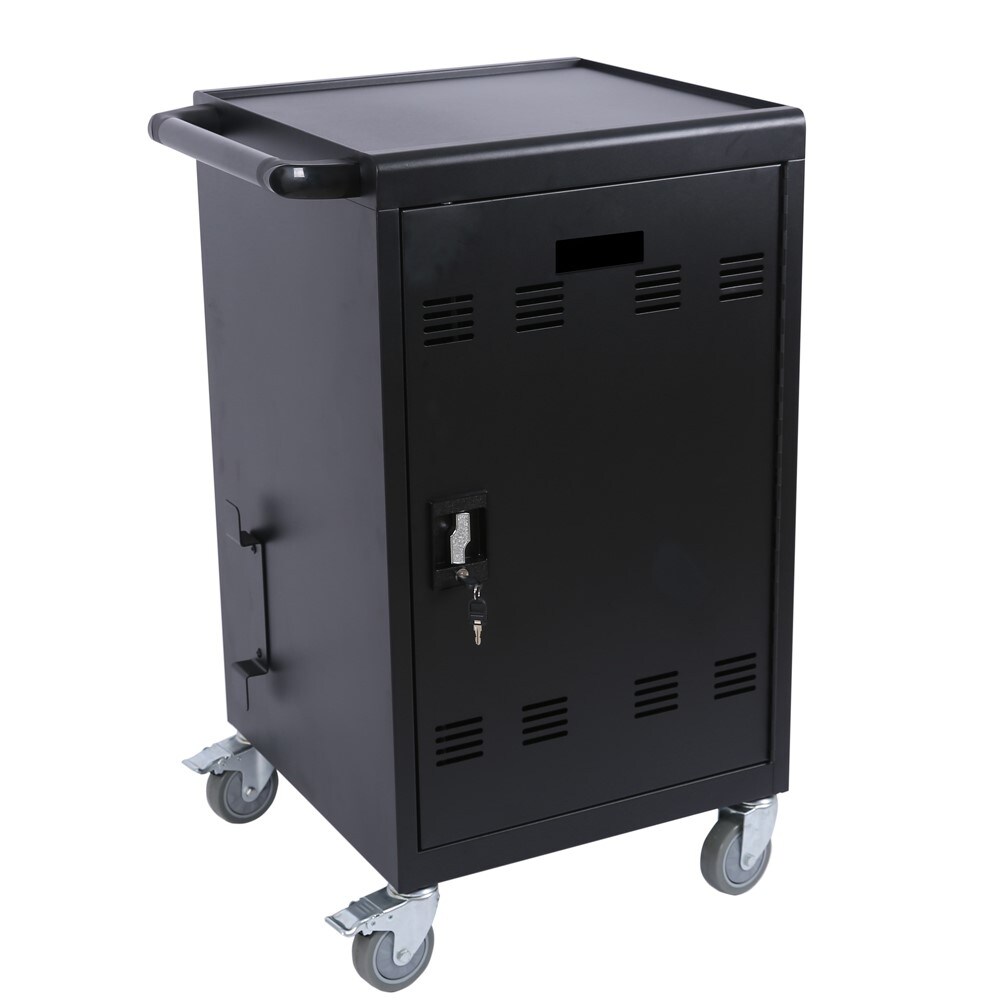 Mobile 3 Tier Steel Portable Charging Cart and Cabinet for Tablets Laptops 30 Device(B30PLUS) with Wheels