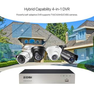 ZOSI H.265 Plus 8-Channel 5MP-LITE DVR 1TB Hard Drive Security Camera System with 4 1080p Wired Cameras 8VN-211B4S-10