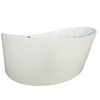 EAGO 66 in. Acrylic Flatbottom Air Bath Bathtub in White AM2130