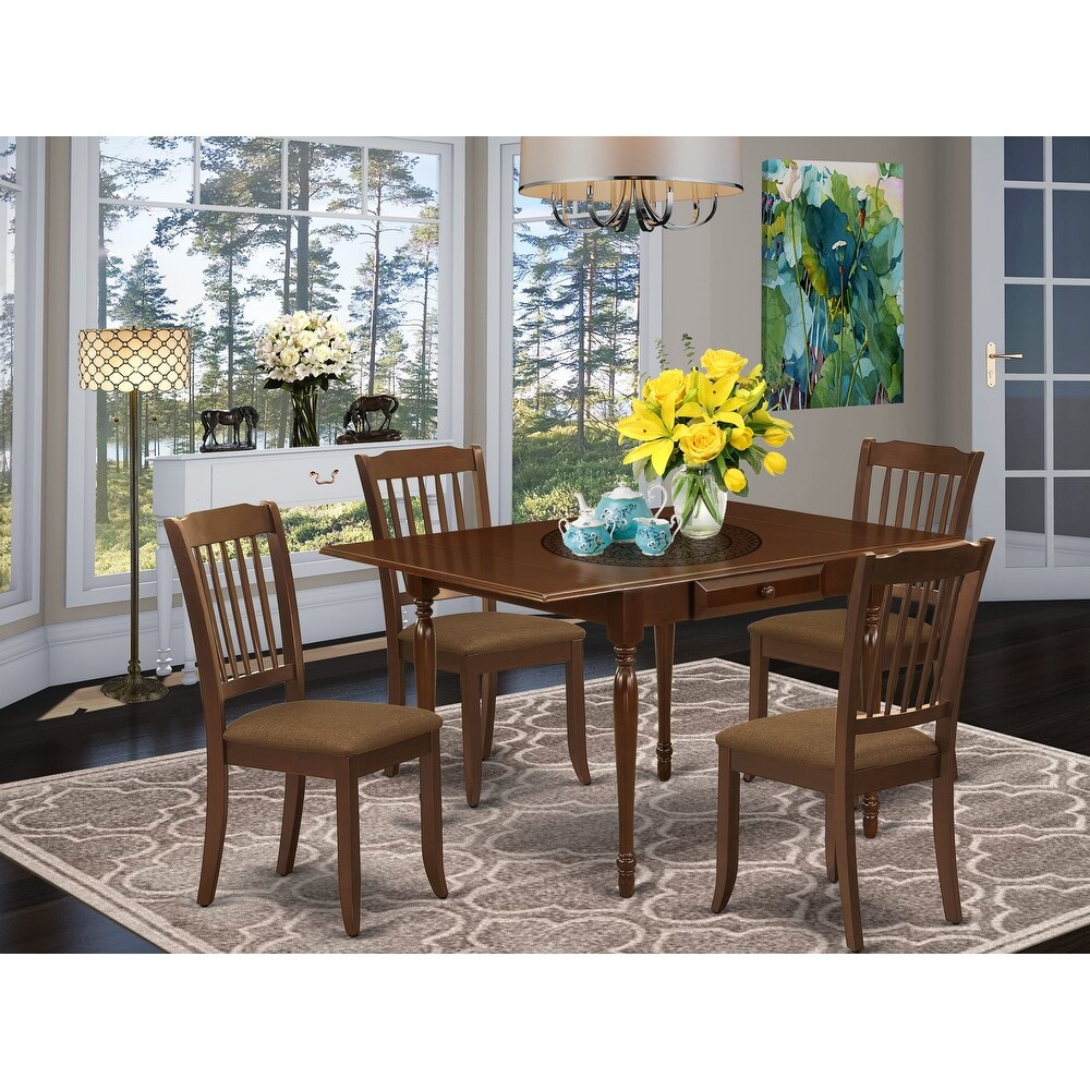 East West Furniture Kitchen Table Set Includes a Rectangle Dining Table with Dropleaf and Dining Chairs (Pieces Options)