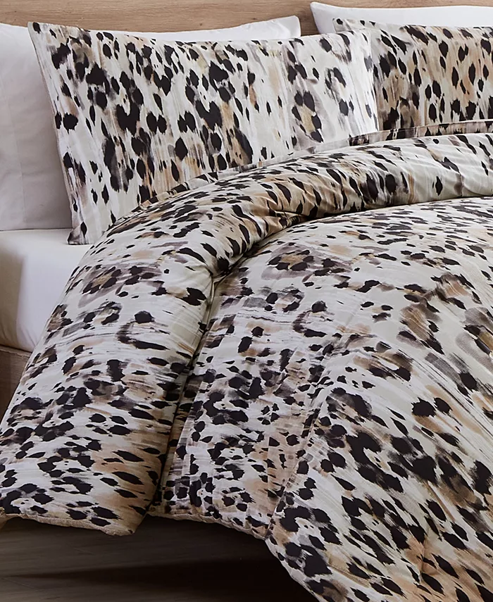 Kenneth Cole New York Abstract Leopard 3 Piece Duvet Cover Set， Full Queen