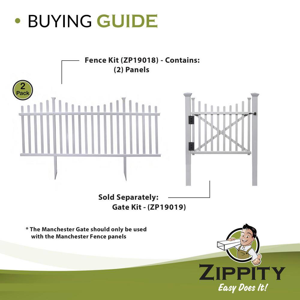 Zippity Outdoor Products 42 in. H x 92 in. W Manchester Semi-Permanent Vinyl Fence Panel Kit (2-Pack) ZP19018