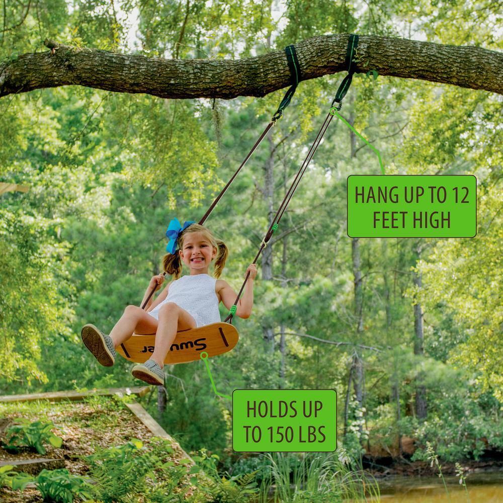 Swurfer Sway Wood Tree Swing with Rope SW-CWS