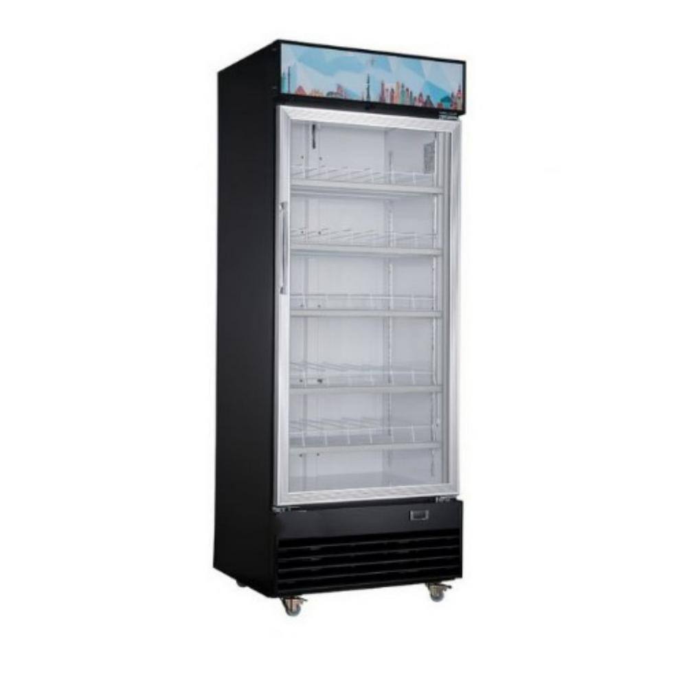 Cooler Depot 28 in. W 14.7 cu. ft. Upright Commercial One Single Glass Door Refrigerator in Black DXXDSM-15R