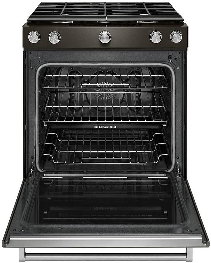 KitchenAid ADA 30 Black Stainless Steel Slide-In Gas Range