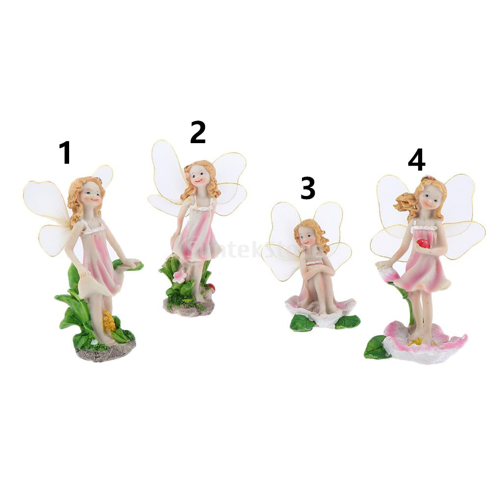 4 Pcs Flower Fairies Miniature Garden Ornaments ， Fairy Animals Dollhouse Plant Pot Figurine DIY Home Decoration Kids Toy Gift