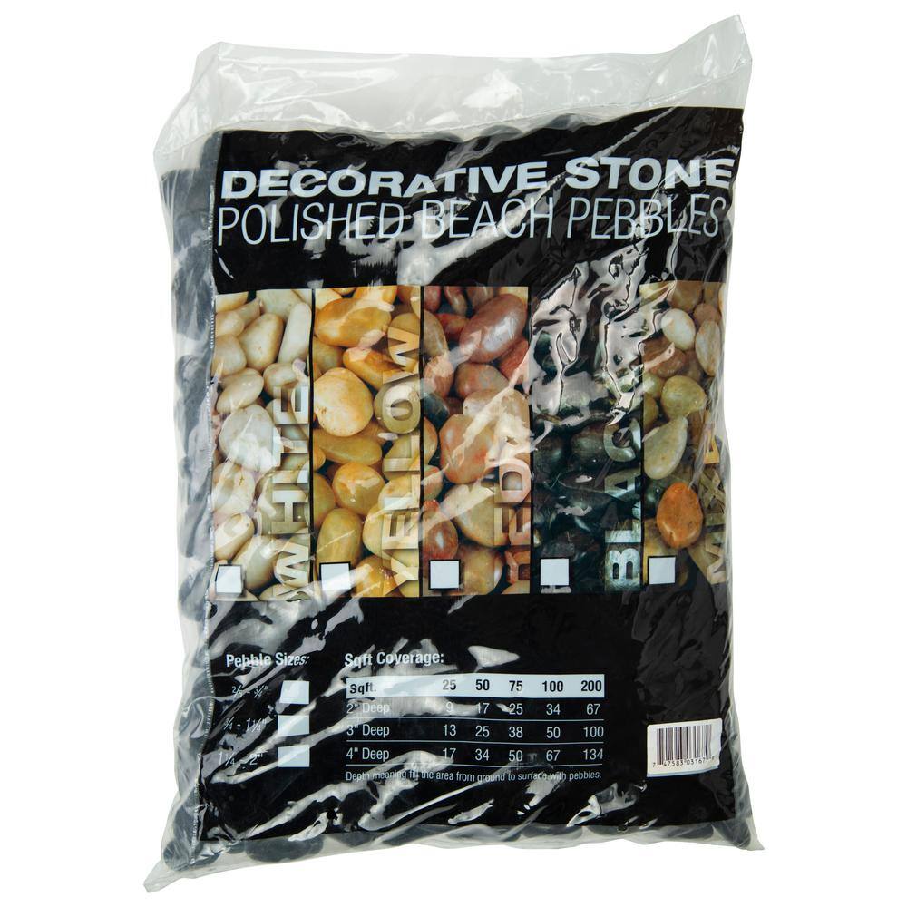 MSI Black Polished Pebbles 0.5 cu. ft . per Bag (1 in. to 2 in.) Bagged Landscape Rock (55 bagsCovers 22.5 cu. ft.) QBLK5POL40FP