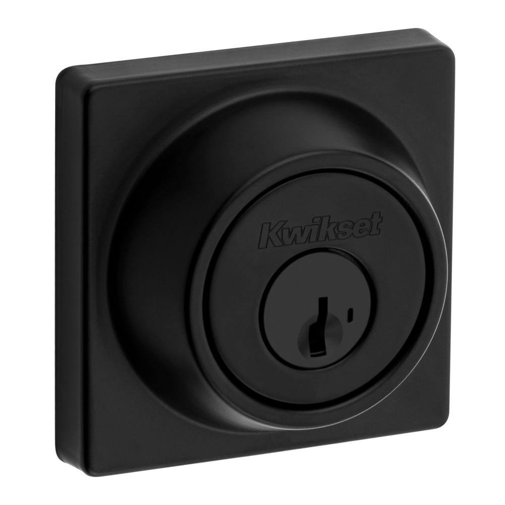 Kwikset 660 Contemporary Square Matte Black Single Cylinder Deadbolt featuring SmartKey Security and Microban Technology 660SQT514SMTV1