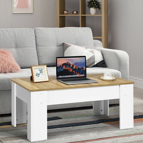 Costway Lift Top Coffee Table Pop-UP Cocktail Table w/Hidden - See Details