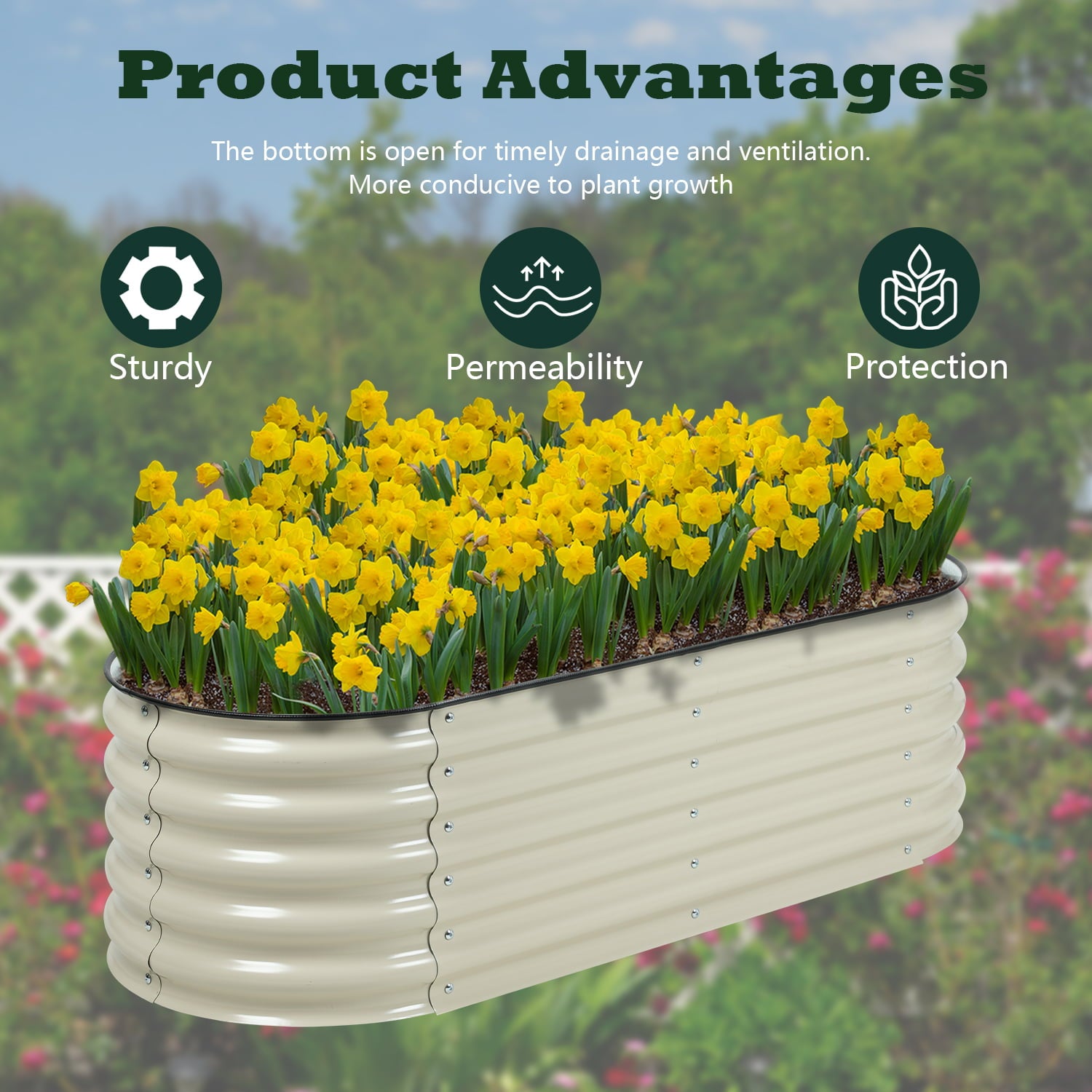 Aoodor Modular Metal Raised Garden Bed 23.6" (L) x59.8" (W) x17" (H) Planter Box