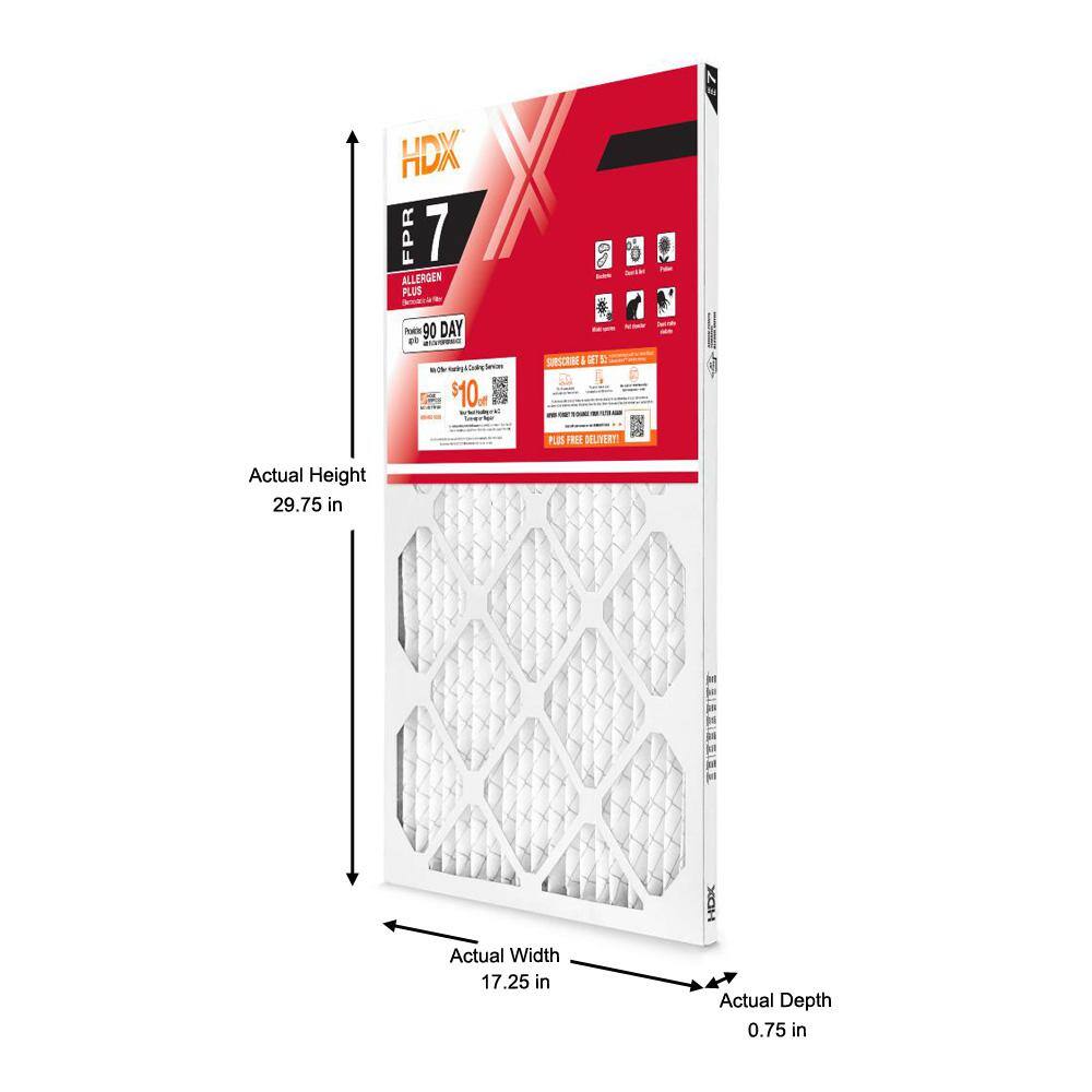 HDX 18 in. x 30 in. x 1 in. Allergen Plus Pleated Air Filter FPR 7 HDX1P7-011830