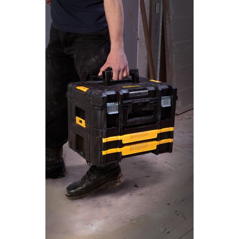 DW TSTAK II Flat Top Toolbox 66 Lb. Black Yellow