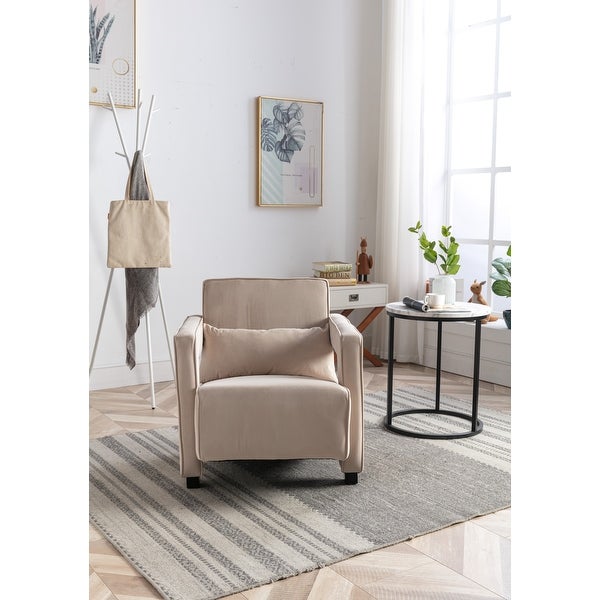 Modern Velvet Upholstered Armchair with Pillow， Armrest Single Sofa Accent Leisure Style Chair