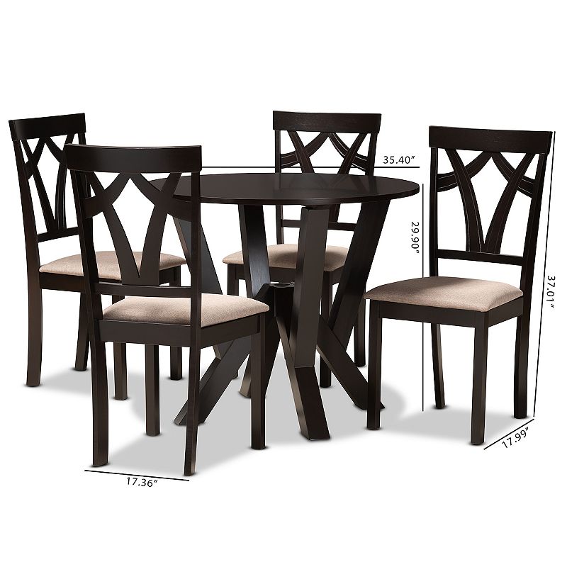 Baxton Studio Reagan Brown 5-Piece Dining Set