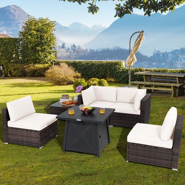 6PCS Patio Conversation Set Sofa Set w/ 30