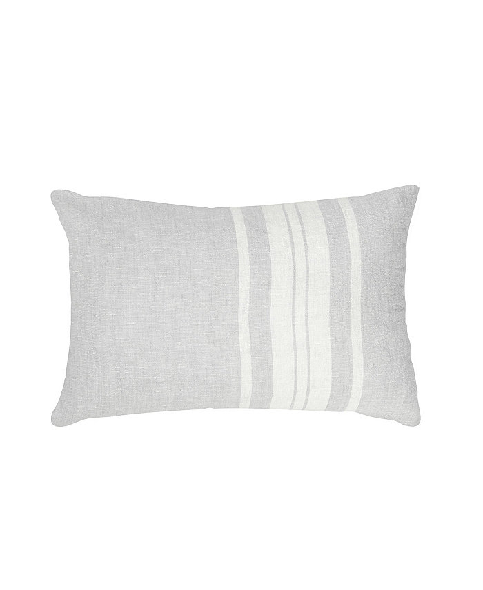 Anaya Home Light Grey Bold Stripes Linen Down Alternative Lumbar Pillow