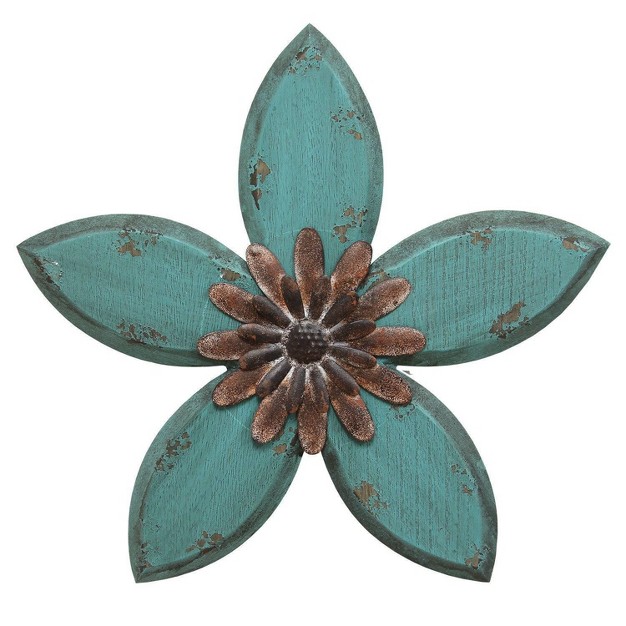 X 13 98 quot Antique Flower Wall Decor Red teal Stratton Home D cor